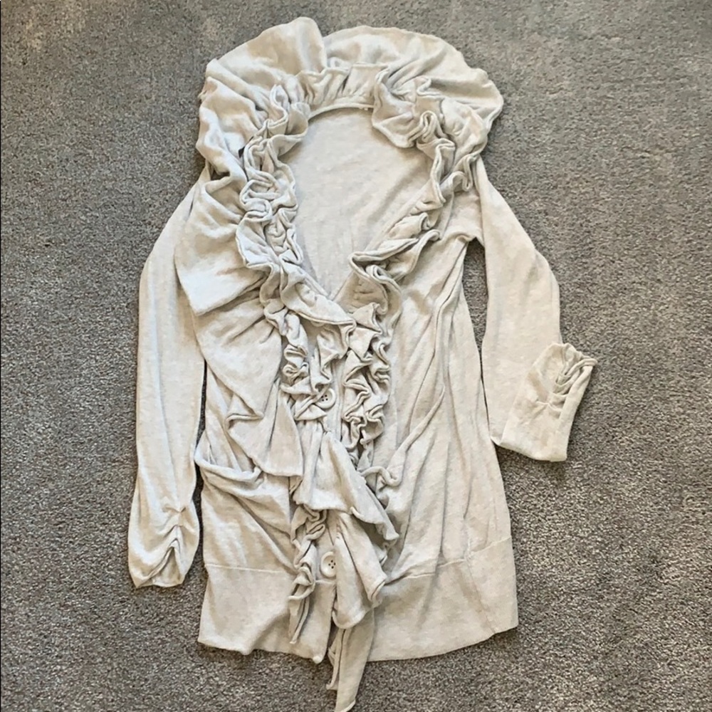 Gray ruffle cardigan